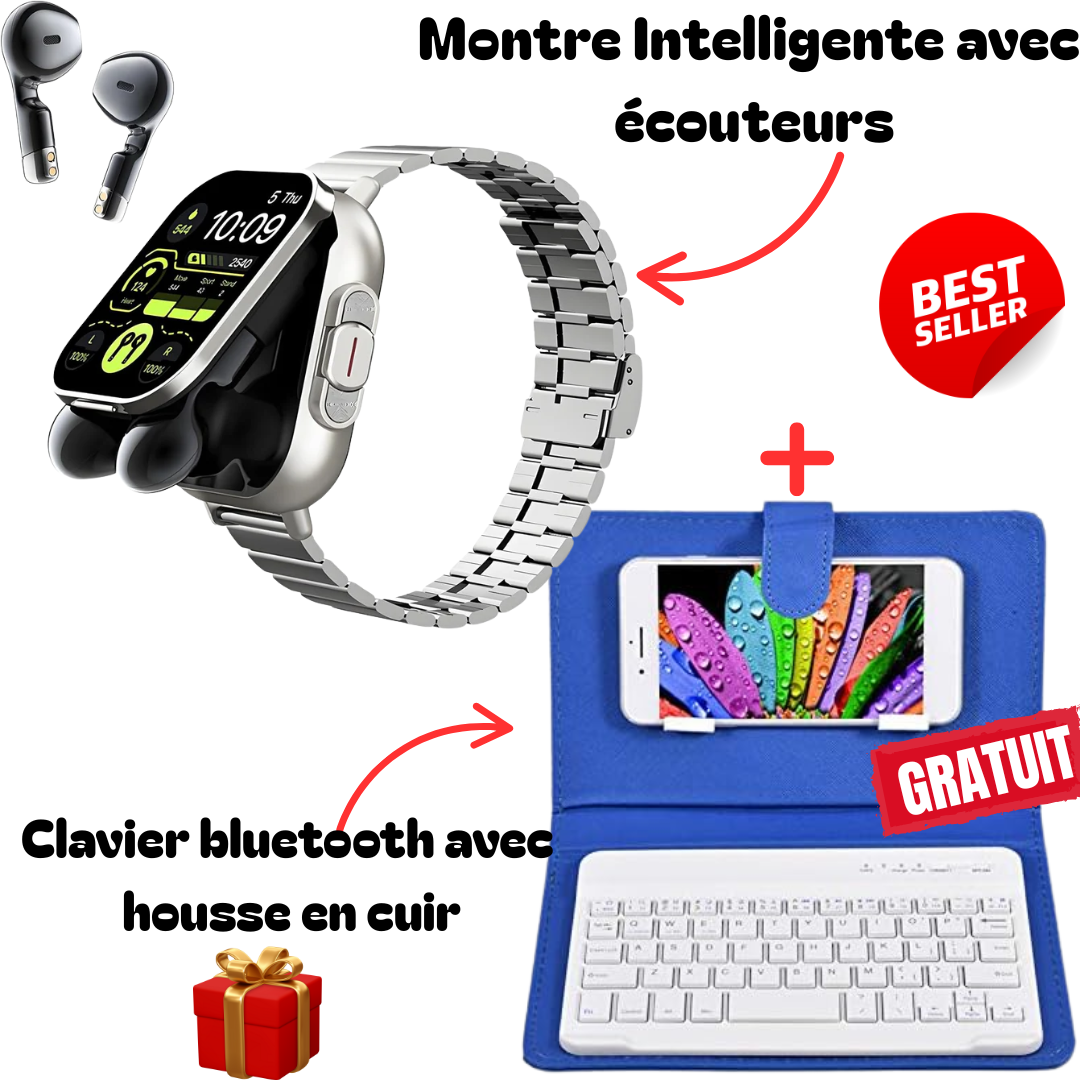 Montre Intelligente avec écouteurs + cadeau