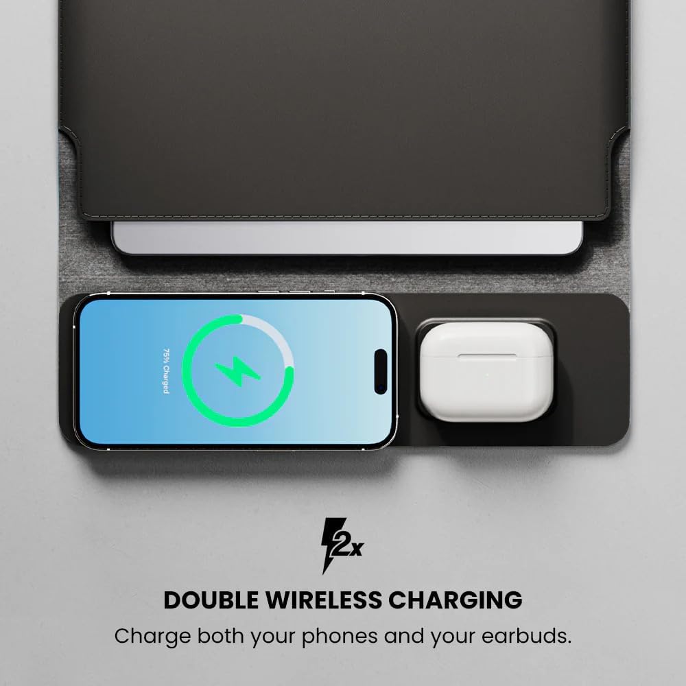 Housse de chargement sans fil 4 en 1 pour ordinateur portable (couleur Noir)
