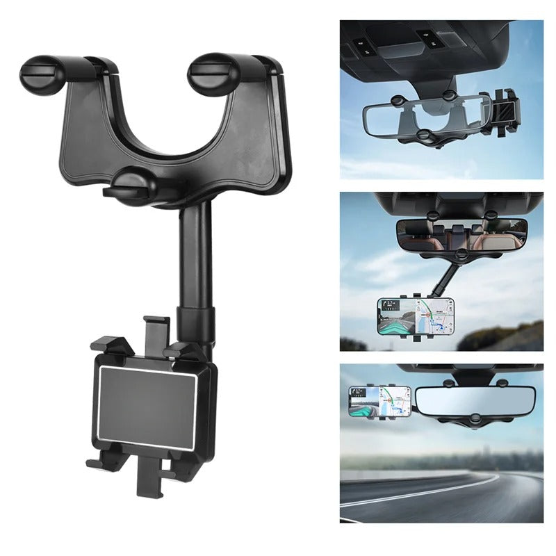 Support de téléphone multifonction rotatif à 360 degrés pour rétroviseur de voiture