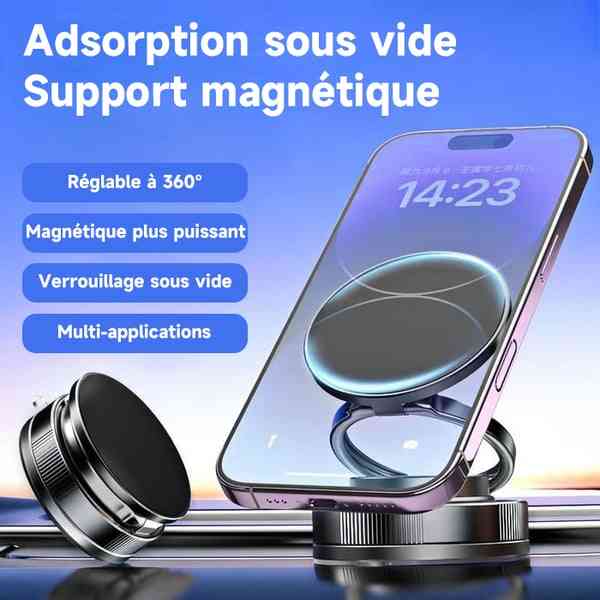 Support magnétique pour téléphone à aspiration