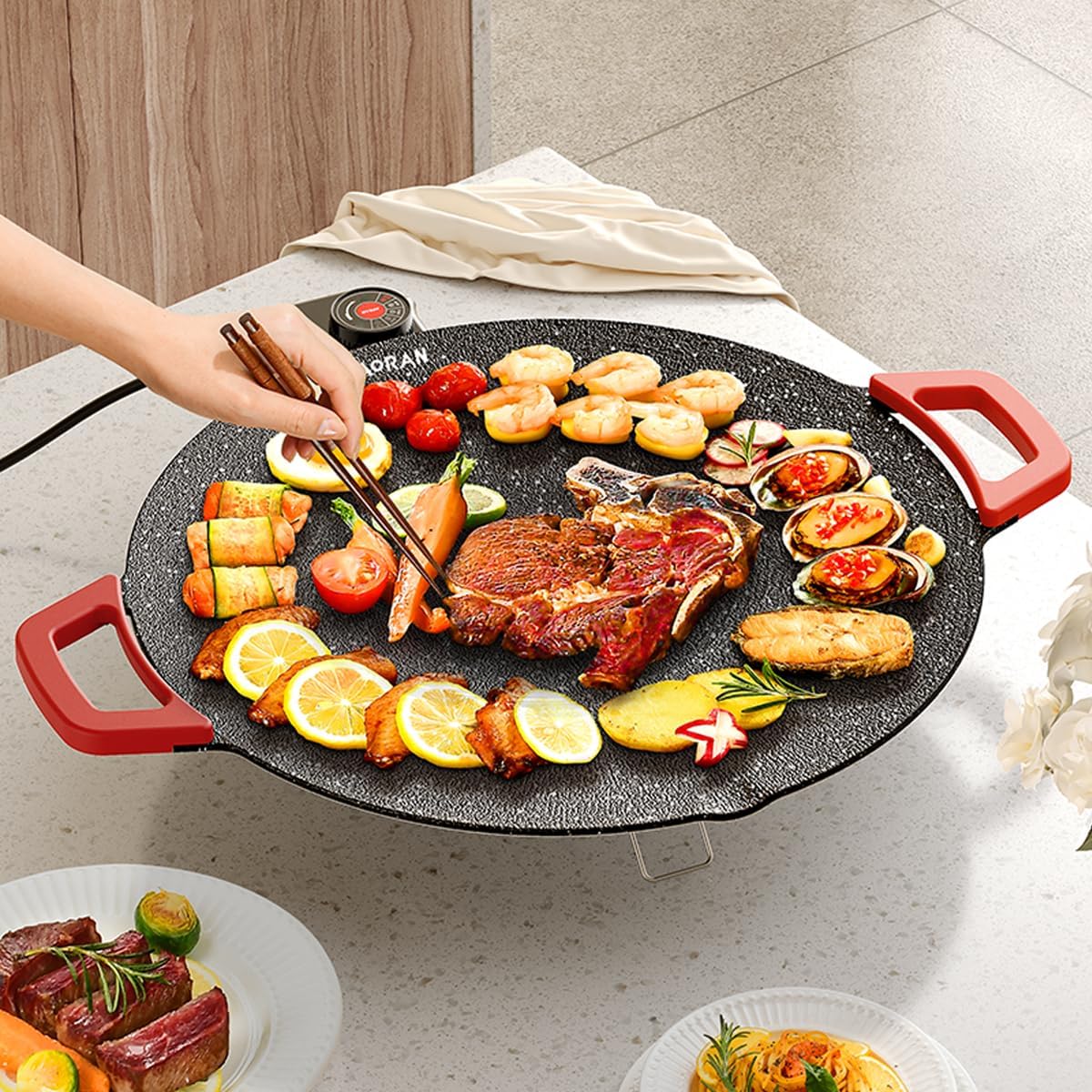 Poêle à griller électrique coréenne 36 cm