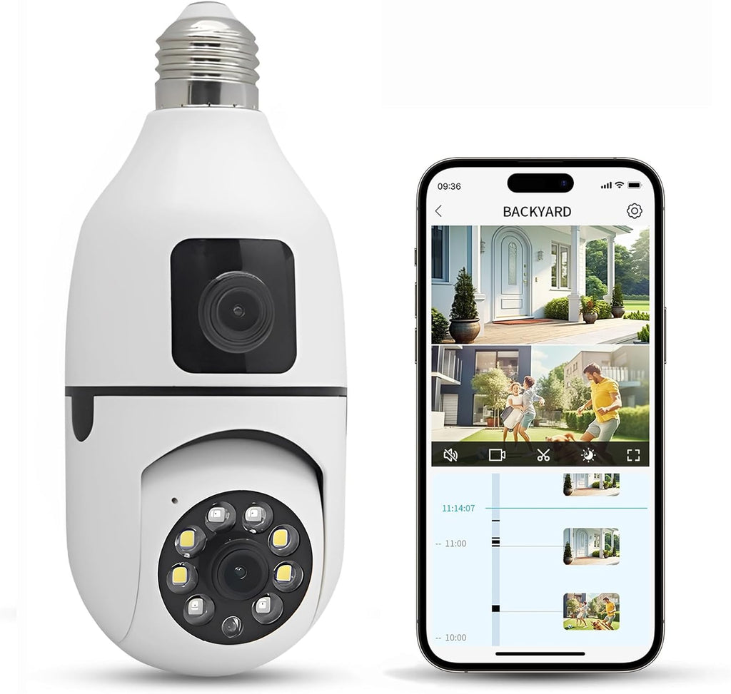 Caméra de sécurité ampoule avec double objectif V2