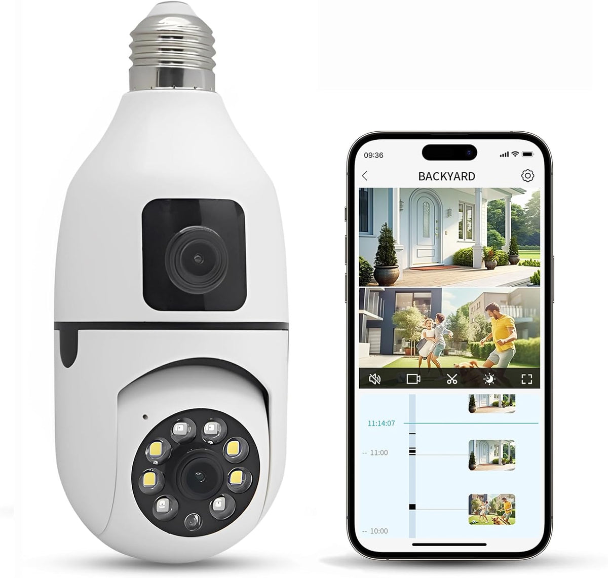 Caméra de sécurité ampoule avec double objectif V2