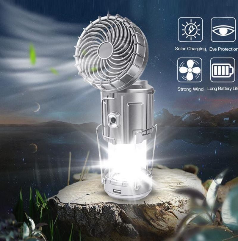 Ventilateur de lanterne de camping solaire 6 en 1