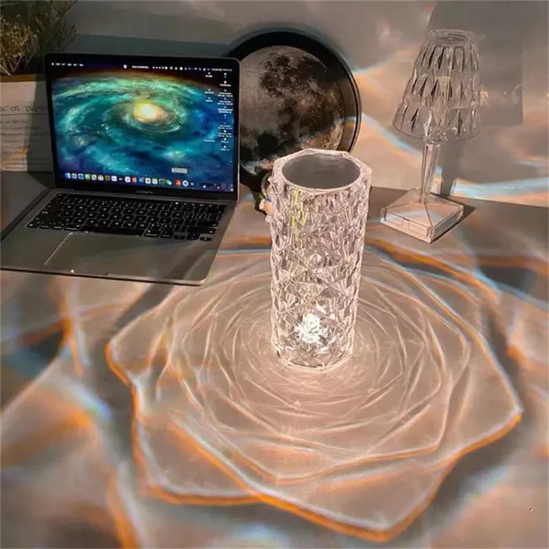 Lampe cristal 16 couleurs avec commande tactile et télécommande.