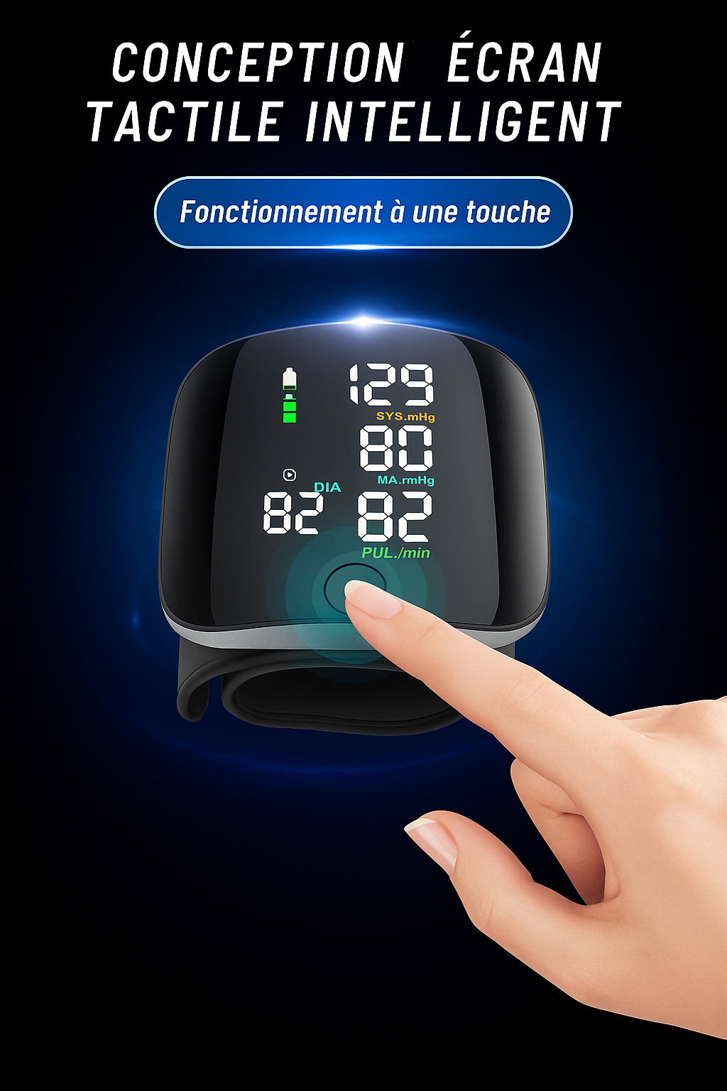 Smart Touch LCD – Tensiomètre Poignet Intelligent CG