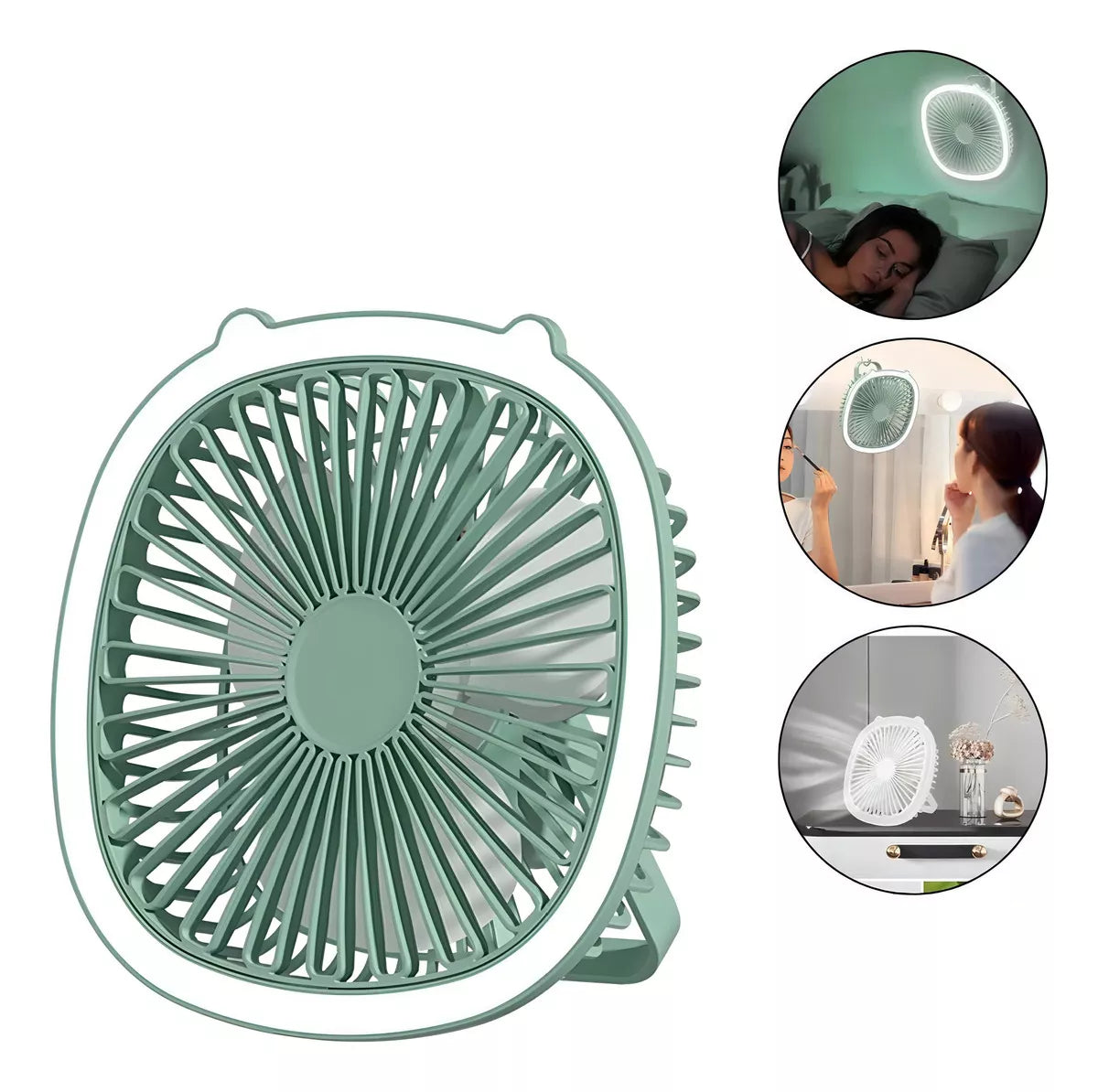 Mini ventilateur portable multifonction rechargeable avec éclairage LED