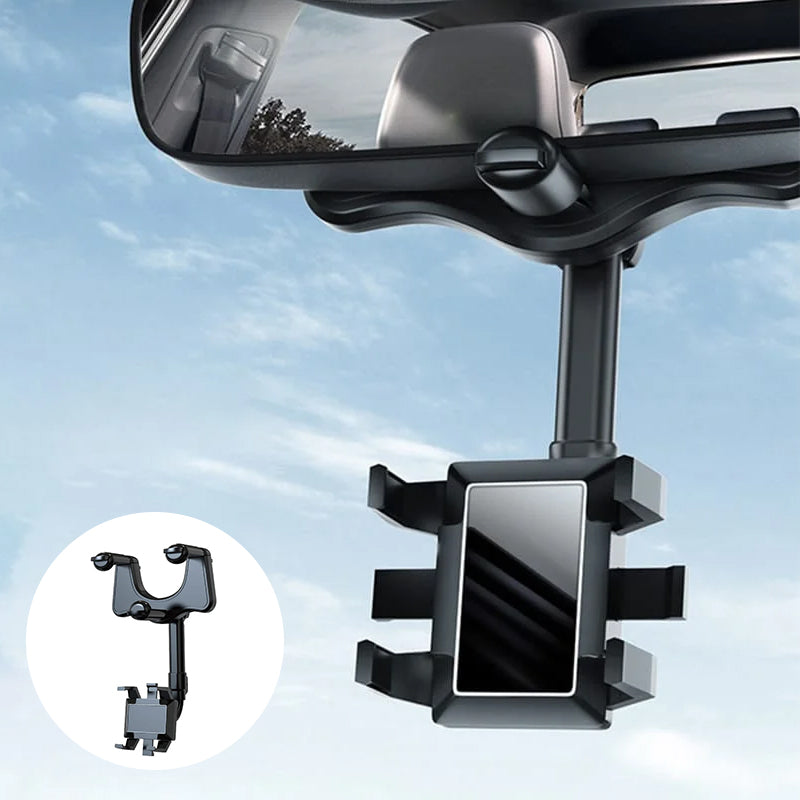 Support de téléphone multifonction rotatif à 360 degrés pour rétroviseur de voiture