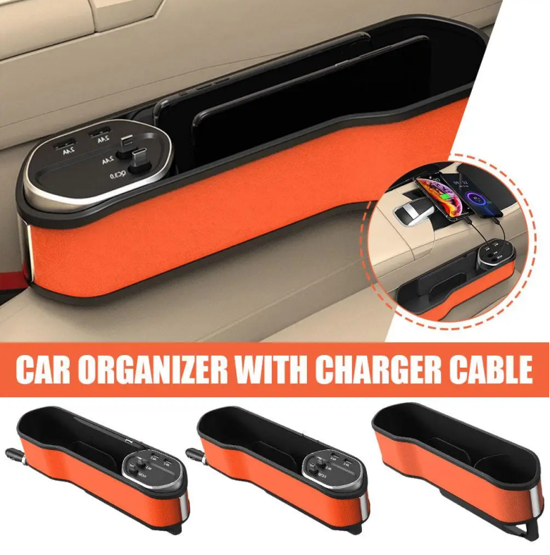 Organisateur de Voiture Multifonction avec Chargeur Sans Fil et Ports USB