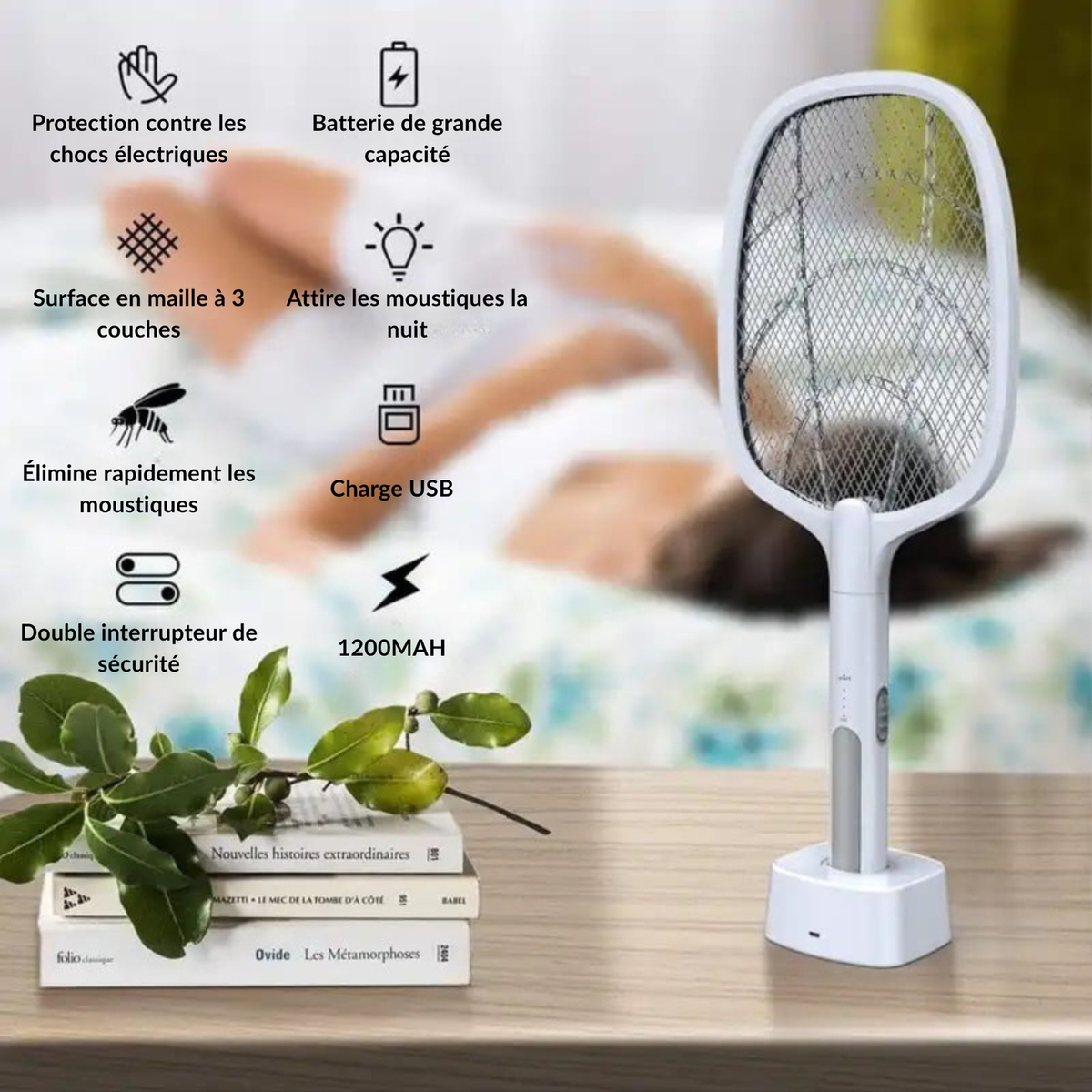 Raquette Électrique Anti-Moustiques