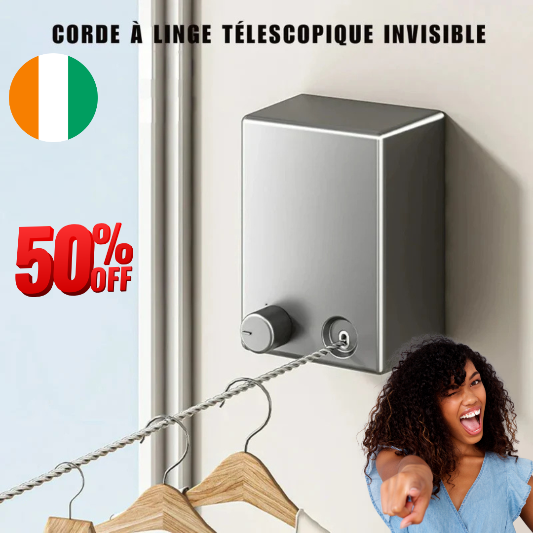 Corde à linge rétractable grande capacité