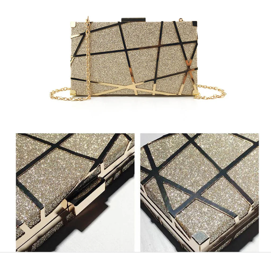 Sac Femme Rigide Doré Strass