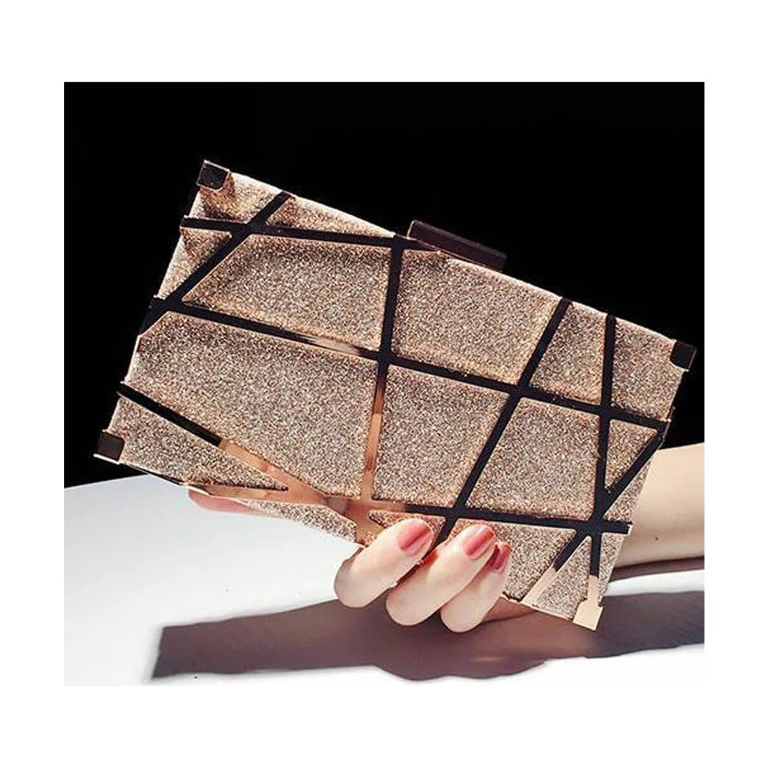 Sac Femme Rigide Doré Strass