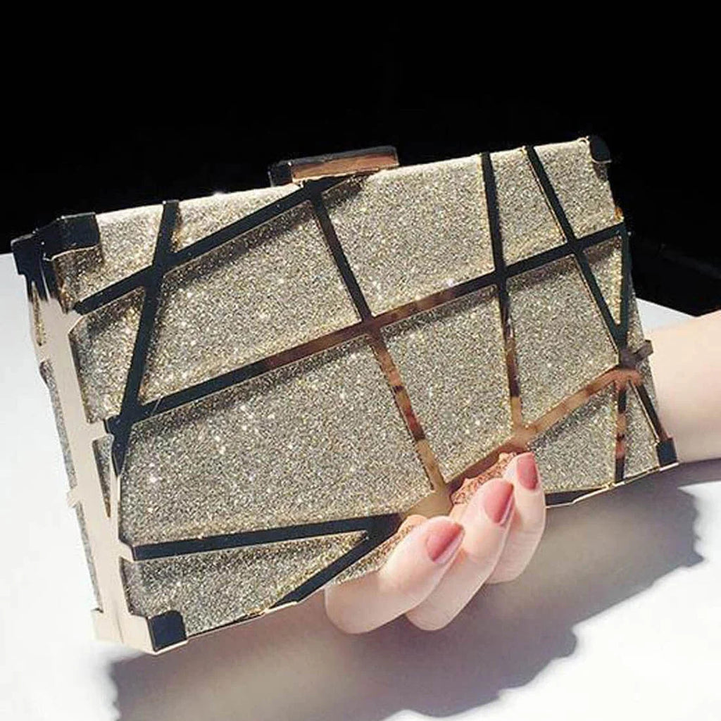 Sac Femme Rigide Doré Strass