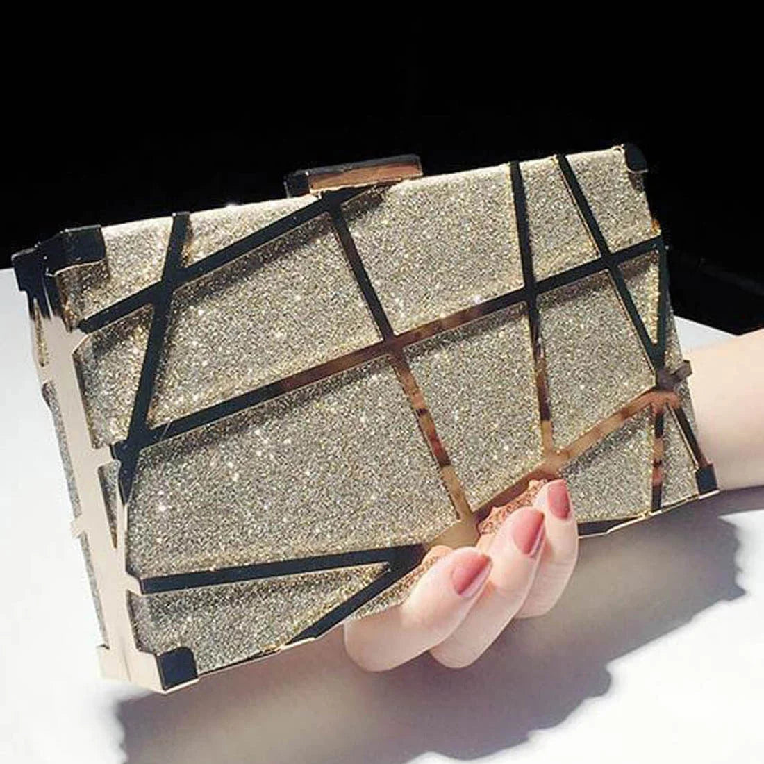 Sac Femme Rigide Doré Strass