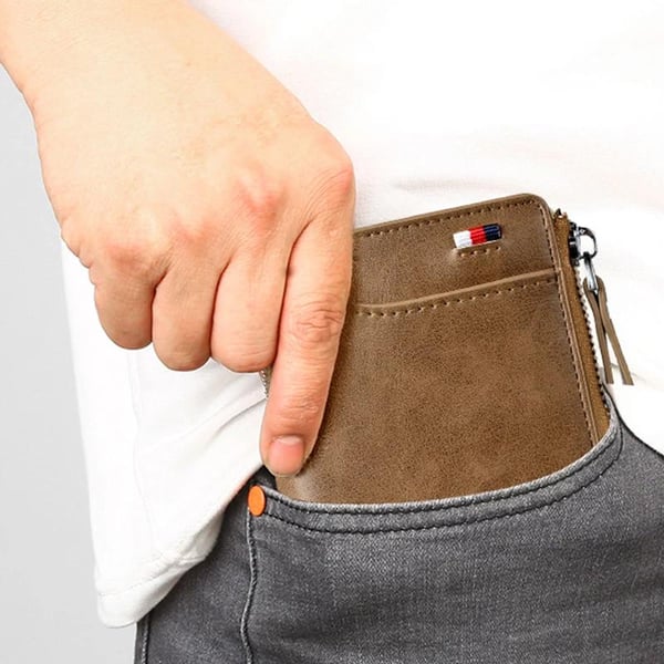 Portefeuille pour homme avec fermeture éclair (protection RFID)