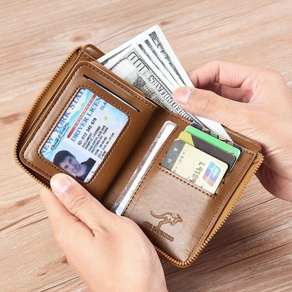 Portefeuille pour homme avec fermeture éclair (protection RFID)