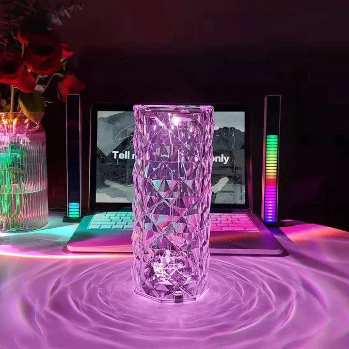 Lampe cristal 16 couleurs avec commande tactile et télécommande.