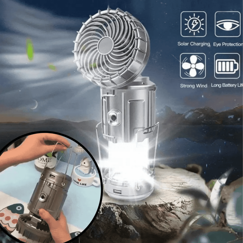 Ventilateur de lanterne de camping solaire 6 en 1