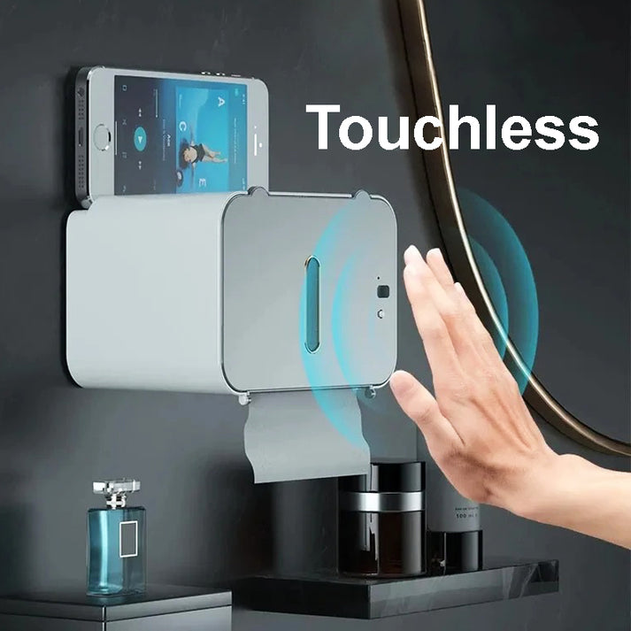 Distributeur de papier toilette à induction intelligent avec étagère - Solution de salle de bain automatique et murale