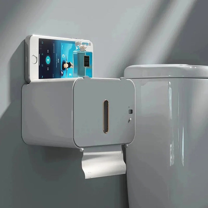 Distributeur de papier toilette à induction intelligent avec étagère - Solution de salle de bain automatique et murale