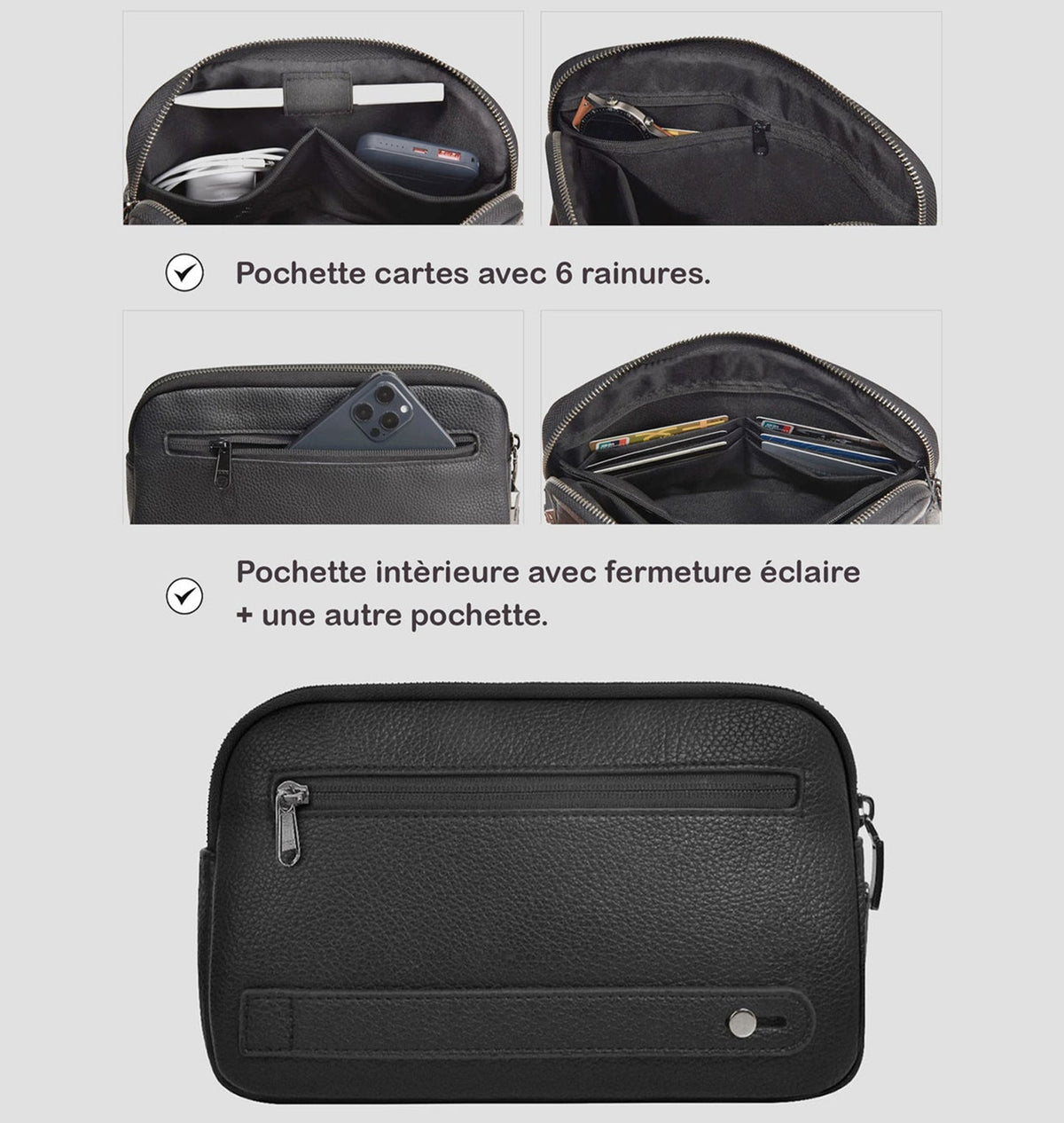 Sac à main en cuir avec serrure à empreinte digitale
