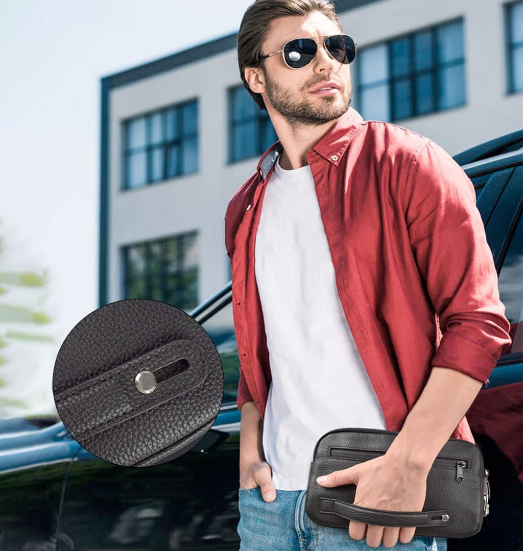 Sac à main en cuir avec serrure à empreinte digitale