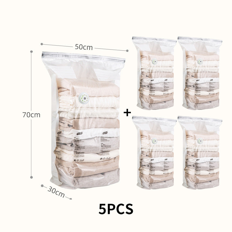 Lot de 5 sacs de rangement réutilisables à compression sans vide