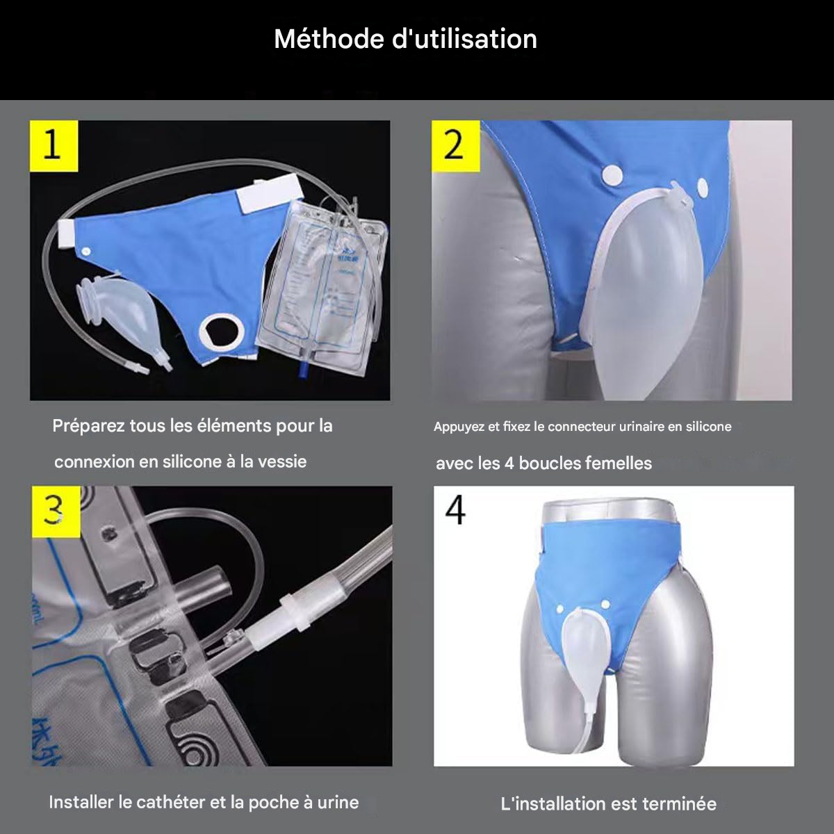 Sous-vêtements médicaux réutilisables pour la collecte d'urine